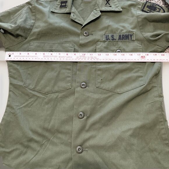Vietnam Era OG Utility Shirt Army/Air Force Trooper Inc | 14.5x33 | Capt Patches - Picture 8 of 11